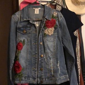 Embroidered blue jean jacket